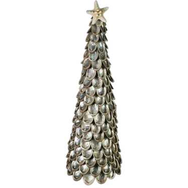 Silver Abalone Shell Christmas Tree Topiary