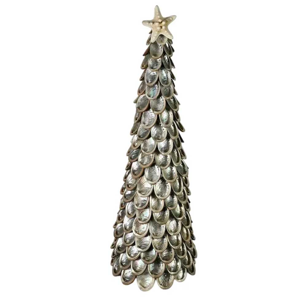 Silver Abalone Shell Christmas Tree Topiary - image 2