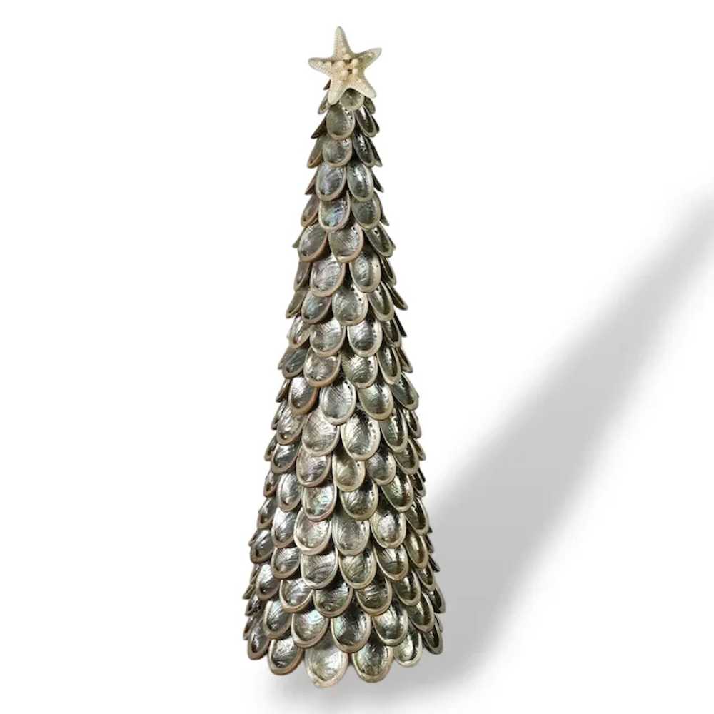 Silver Abalone Shell Christmas Tree Topiary - image 3