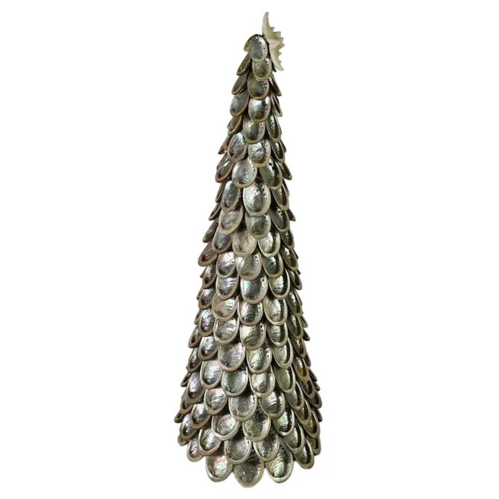 Silver Abalone Shell Christmas Tree Topiary - image 4