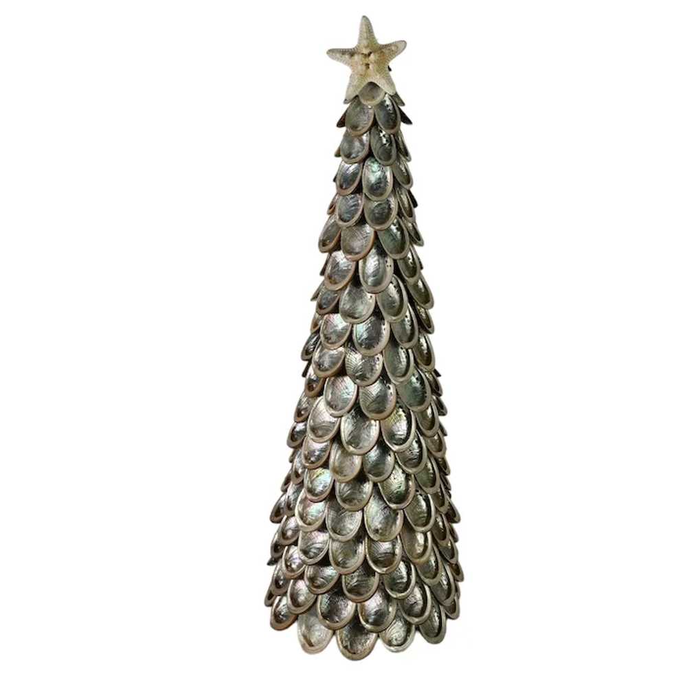 Silver Abalone Shell Christmas Tree Topiary - image 5