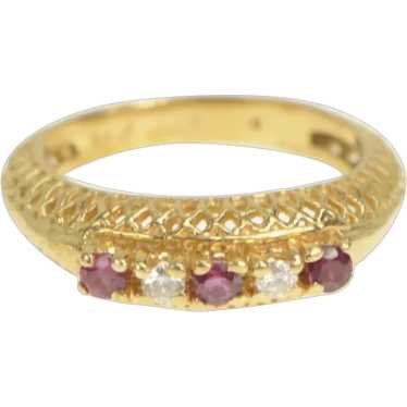 14K Ornate Filigree Ruby Diamond Ornate Band Ring… - image 1