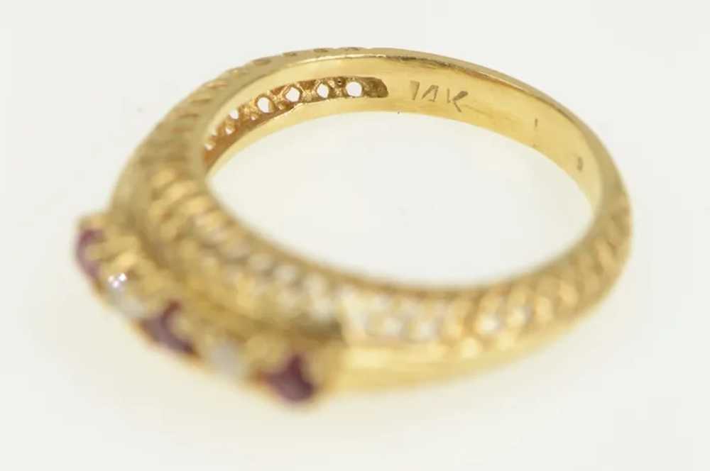 14K Ornate Filigree Ruby Diamond Ornate Band Ring… - image 3