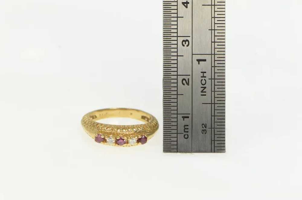 14K Ornate Filigree Ruby Diamond Ornate Band Ring… - image 4