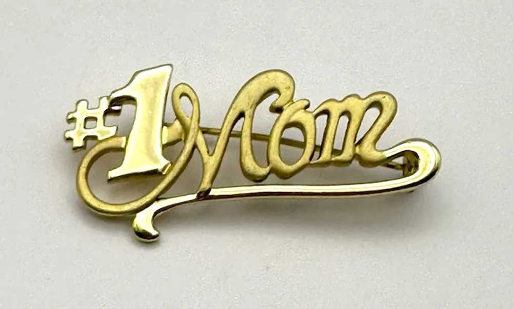 AJC signed  #1 MOM Goldtone Brooch - image 2