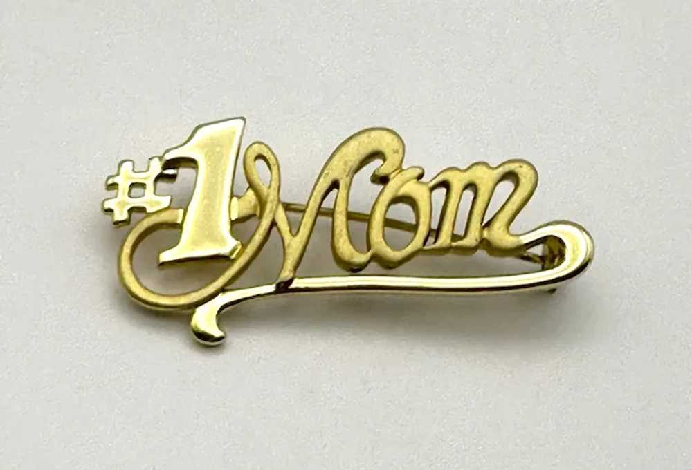 AJC signed  #1 MOM Goldtone Brooch - image 3