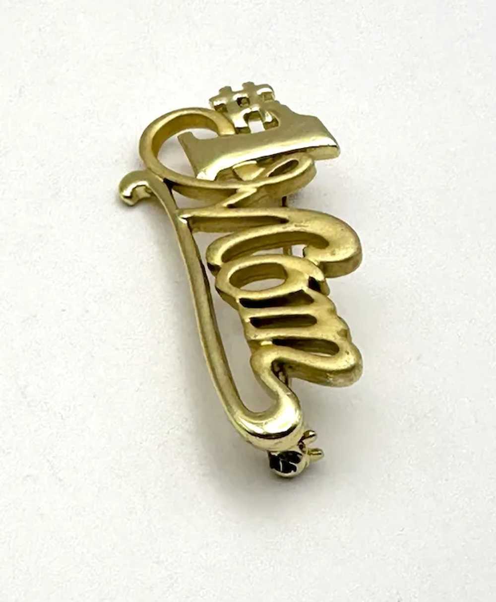 AJC signed  #1 MOM Goldtone Brooch - image 4