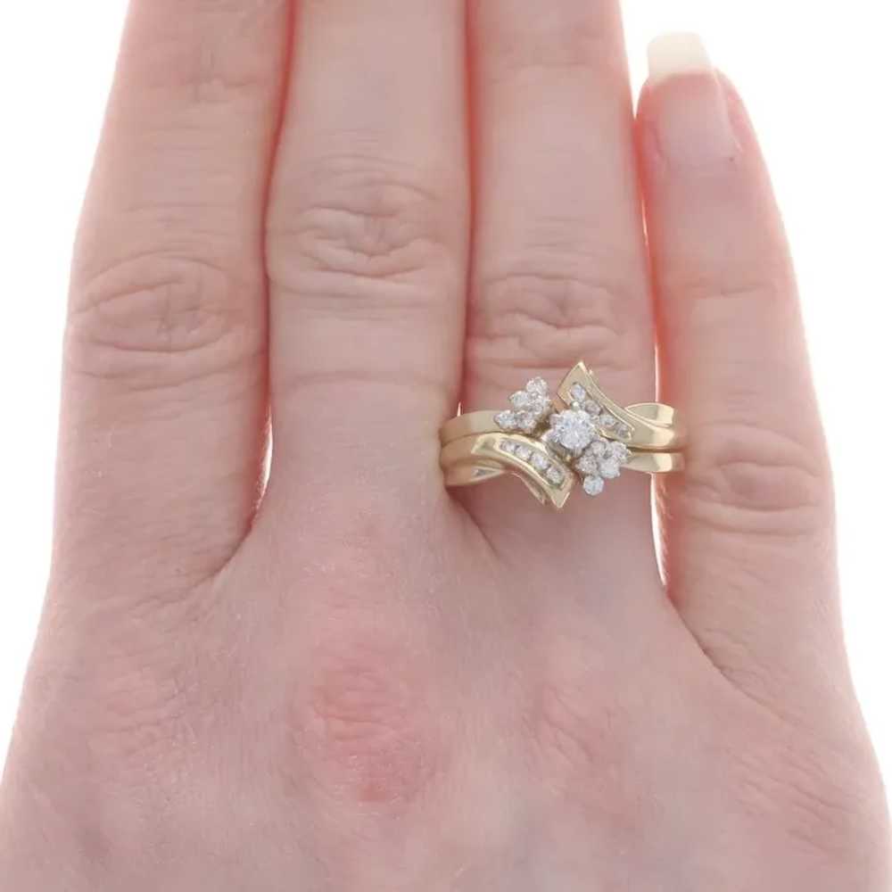 Yellow Gold Diamond Bypass Engagement Ring & Wedd… - image 3