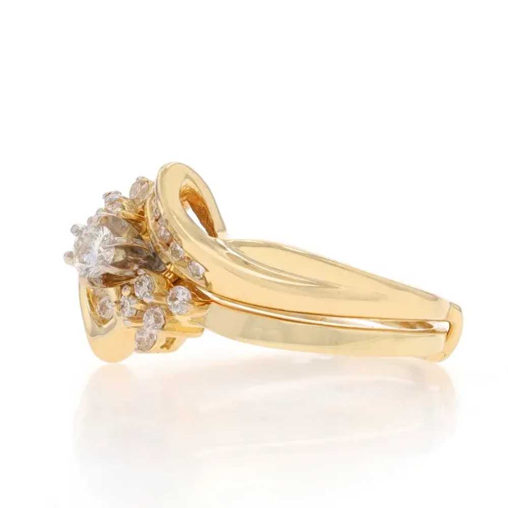 Yellow Gold Diamond Bypass Engagement Ring & Wedd… - image 4
