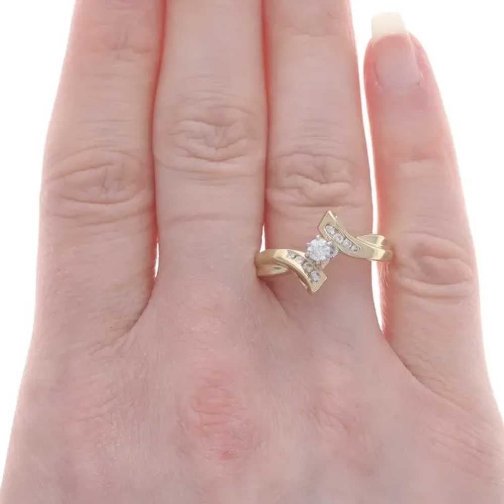 Yellow Gold Diamond Bypass Engagement Ring & Wedd… - image 5