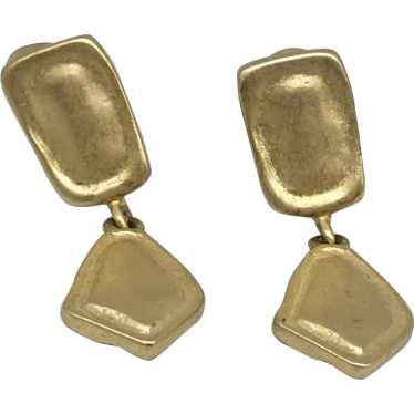 Vintage Erwin Pearl Gold Dangle Drop Earrings - image 1