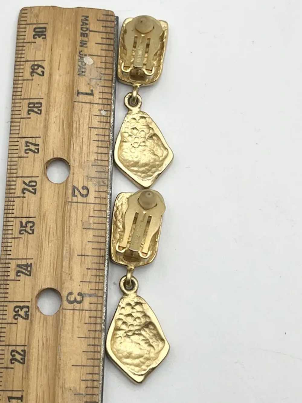 Vintage Erwin Pearl Gold Dangle Drop Earrings - image 3