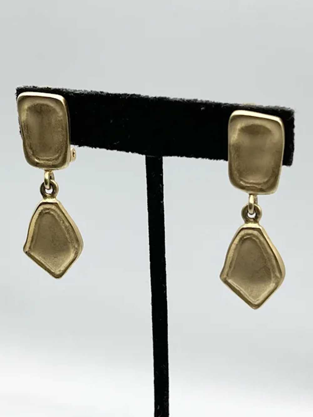 Vintage Erwin Pearl Gold Dangle Drop Earrings - image 4