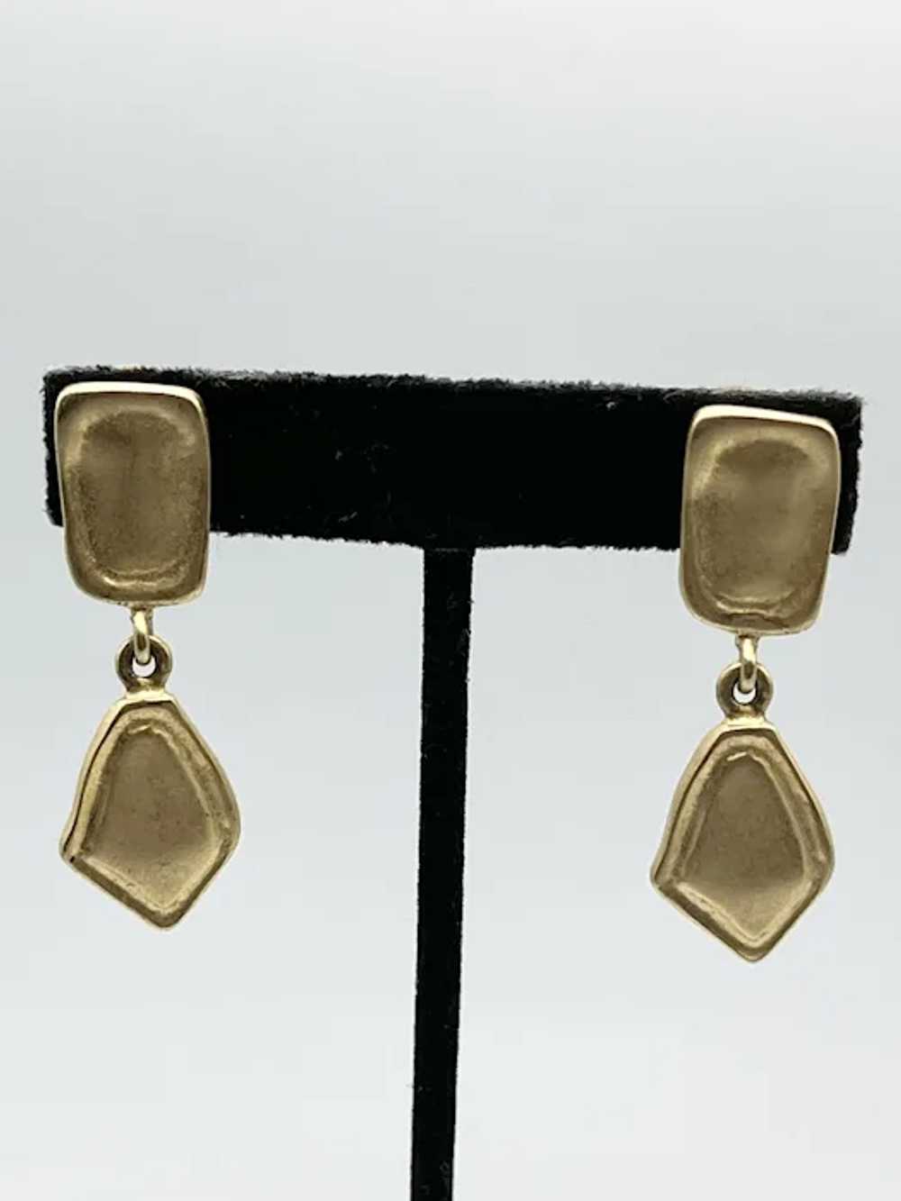 Vintage Erwin Pearl Gold Dangle Drop Earrings - image 5