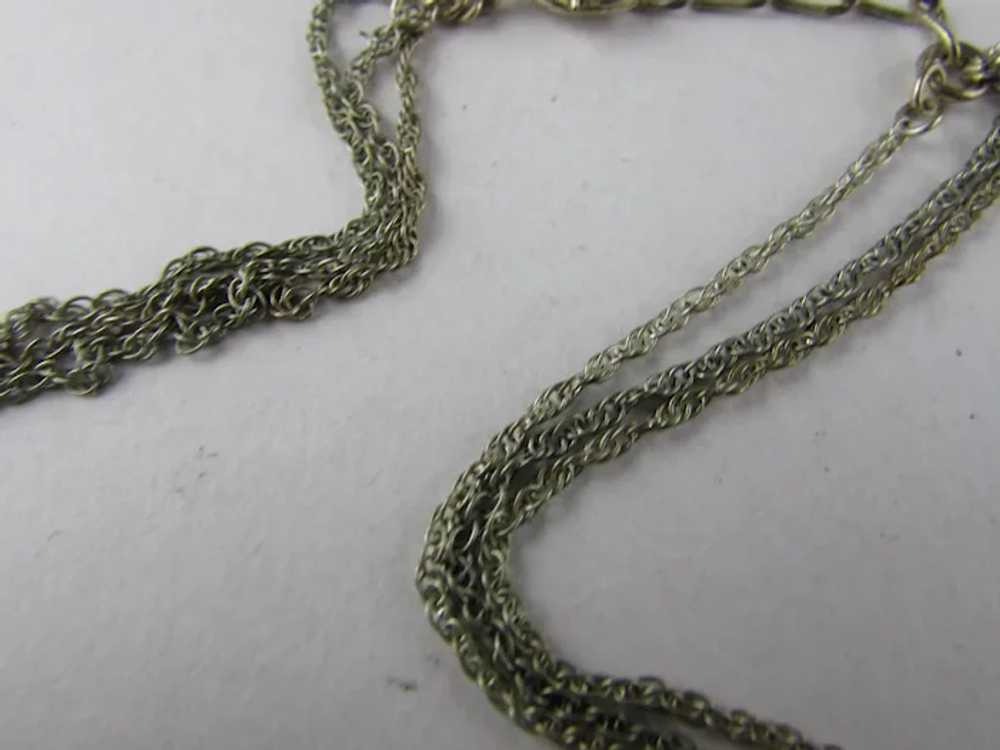 Aqua Crystal Triple Strand Silver Tone Necklace - image 11