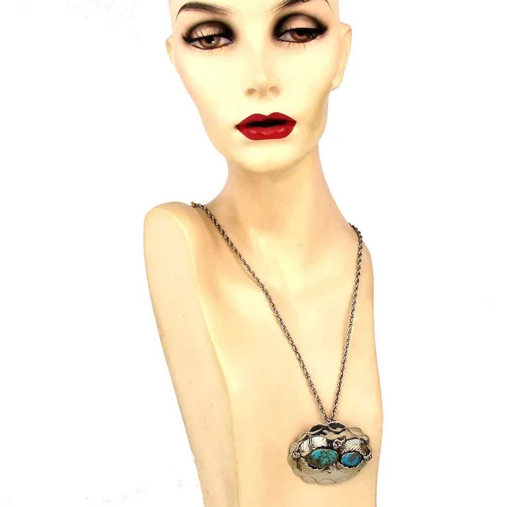 Sterling Silver Chain w/ Turquoise Stone Concho S… - image 3