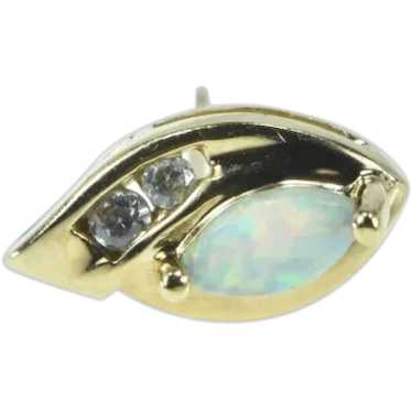 10K Single Marquise Opal Diamond Stud Earring Yell