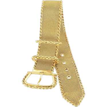 Estate Italian 18k Yellow Gold Mesh Buckle Bracele