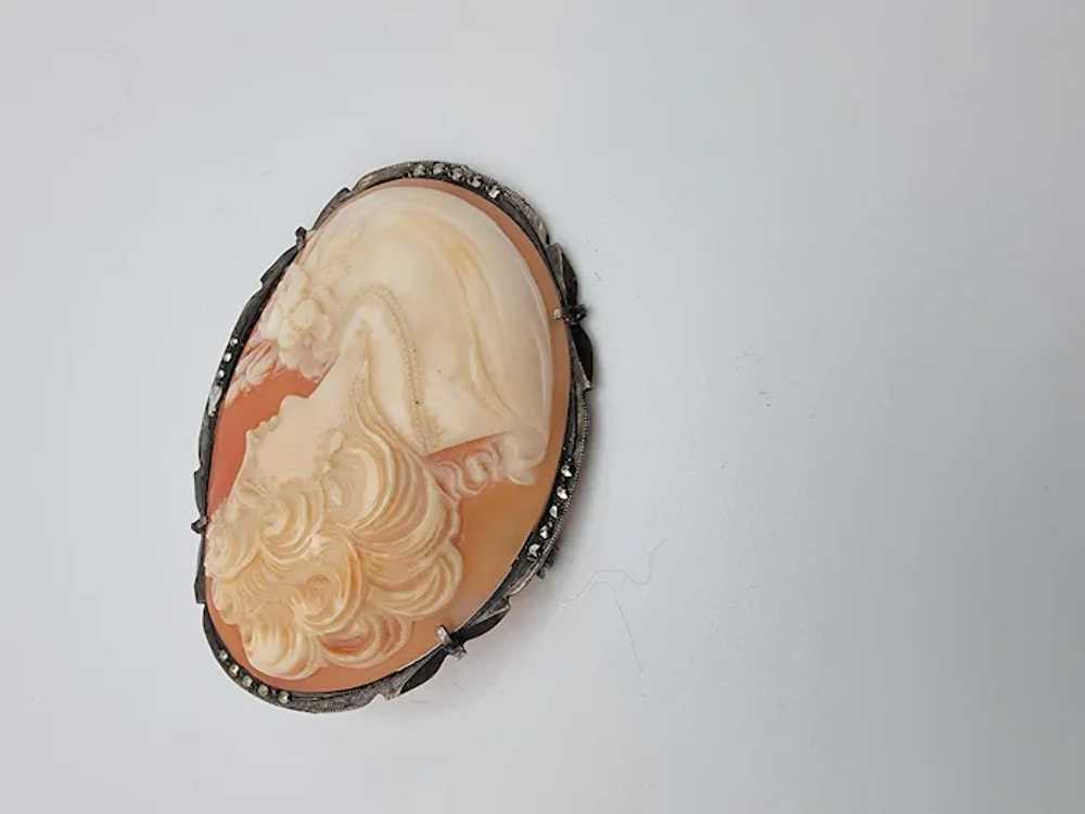 Early Victorian 800 Silver Cameo Pendant/Brooch - image 2