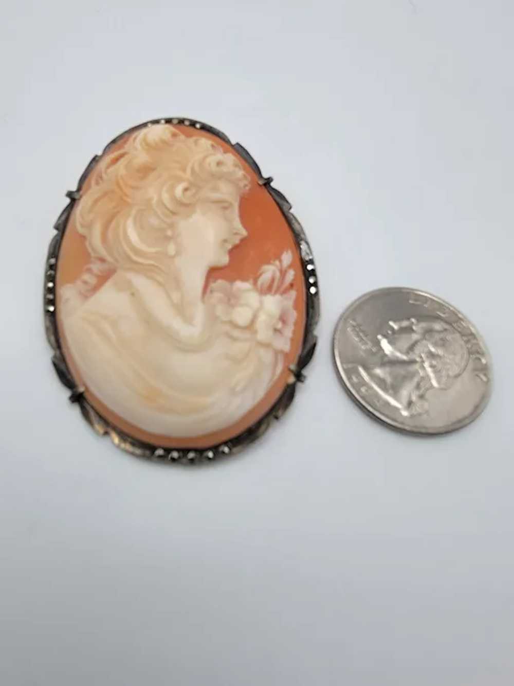 Early Victorian 800 Silver Cameo Pendant/Brooch - image 6