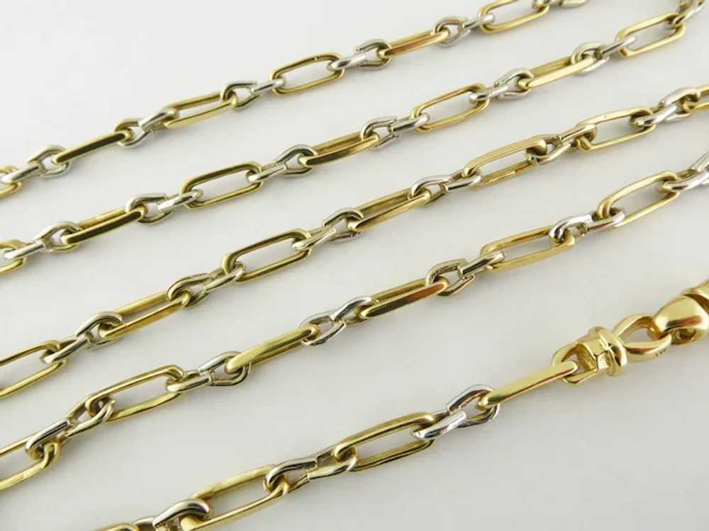 Vintage 14K Yellow & White Gold Oval Link 25.25" … - image 3