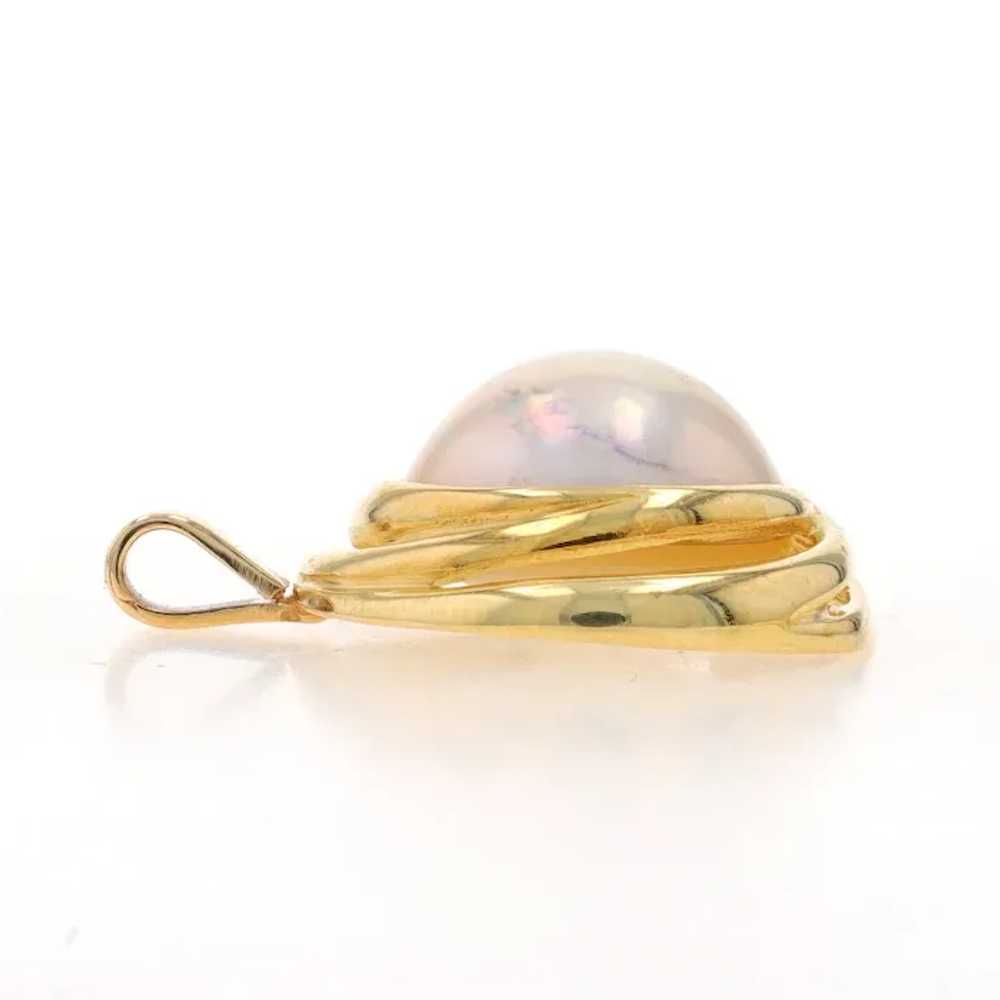 Yellow Gold Mabe Pearl Swirl Earrings & Pendant -… - image 4