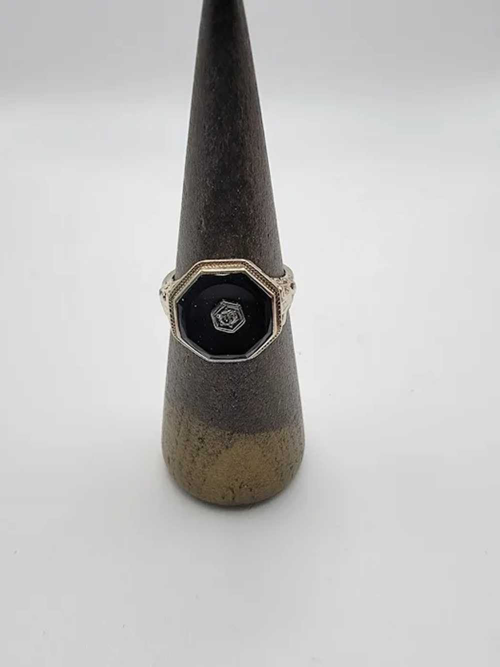 Art Deco Diamond and Black Onyx Ring - image 4