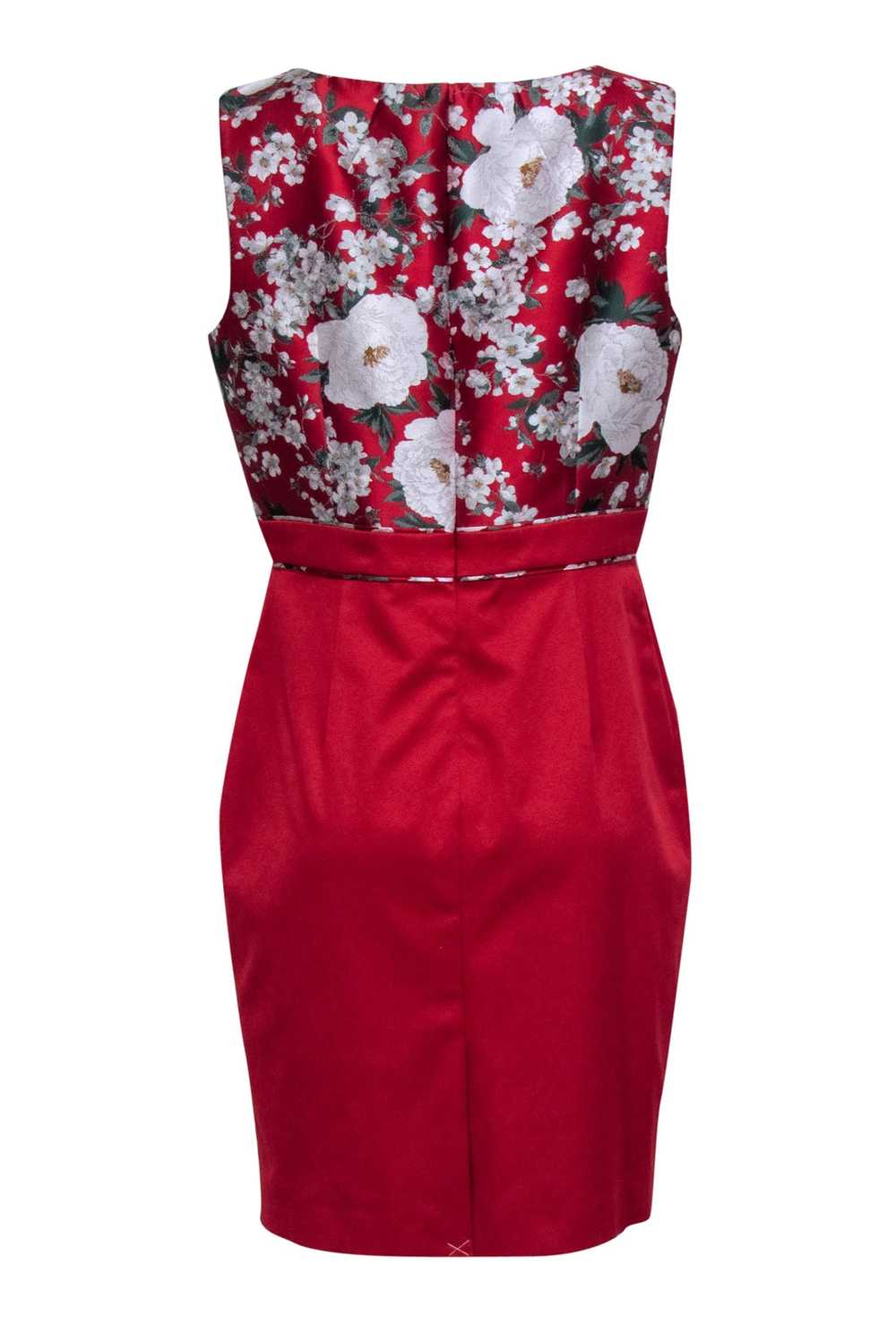 Hobbs - Red Floral Jacquard Print Sleeveless Shea… - image 3