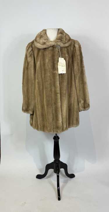 1960s Vegan Faux Fur Mink Brown Coat Deadstock NWT