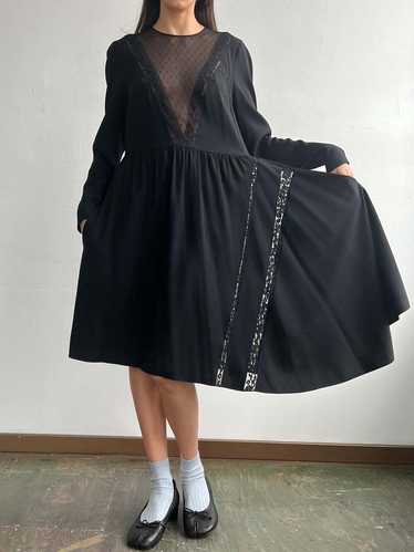 Vintage Sonia Rykiel Lace Cutouts Dress - Black