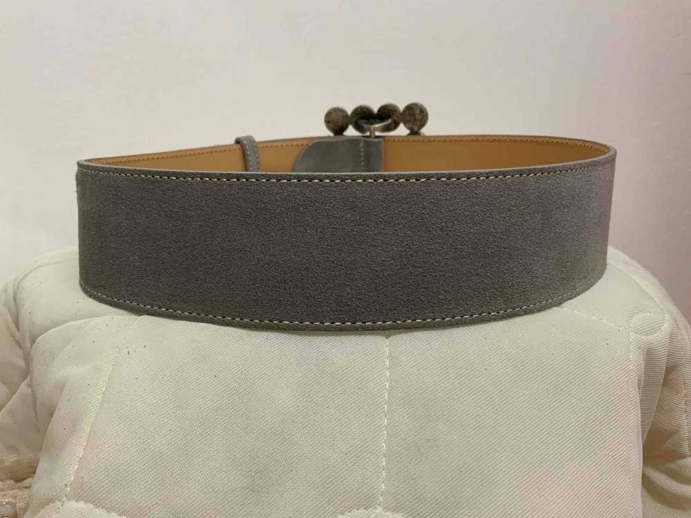 Suede belt - Gray suede leather belt with silver … - image 5