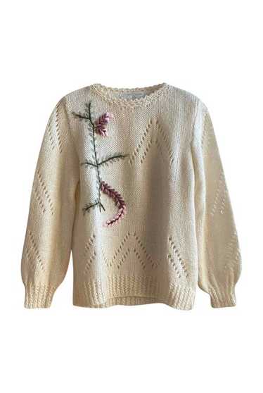 Embroidered knit sweater - Handmade wool sweater i