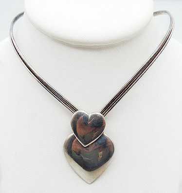 Italian Sterling Interlocking Double Hearts Neckla