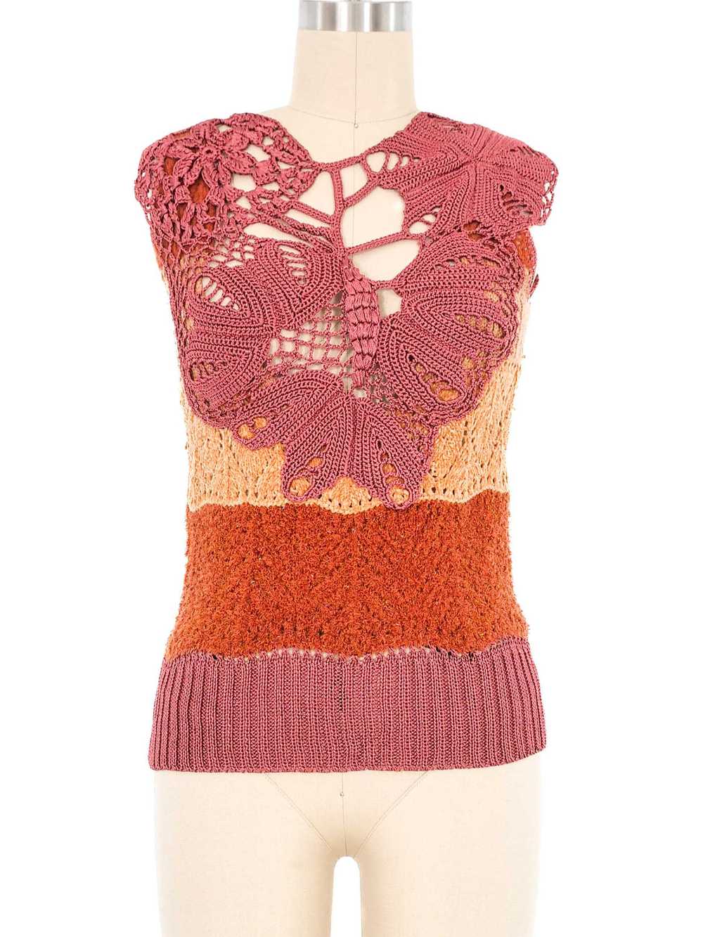 Christian Lacroix Striped Mixed Knit Top And Dust… - image 2