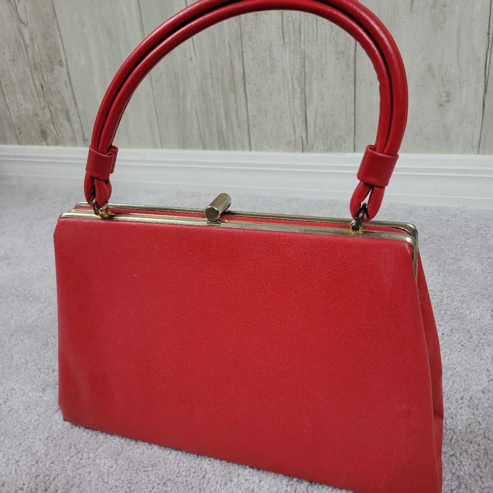 Dover Vintage 60s Purse Handbag Red Metal Hardware - image 1