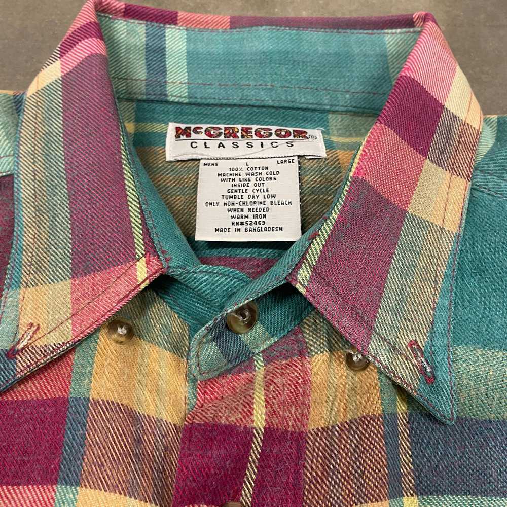 Vintage 70s McGregor Pink/Green Plaid Cotton Work… - image 5