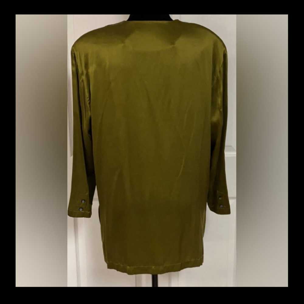 Vintage Diane Gilman olive green silk Tunic - Siz… - image 4
