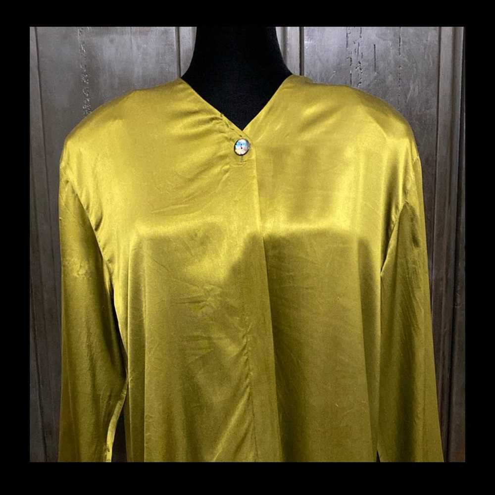 Vintage Diane Gilman olive green silk Tunic - Siz… - image 5