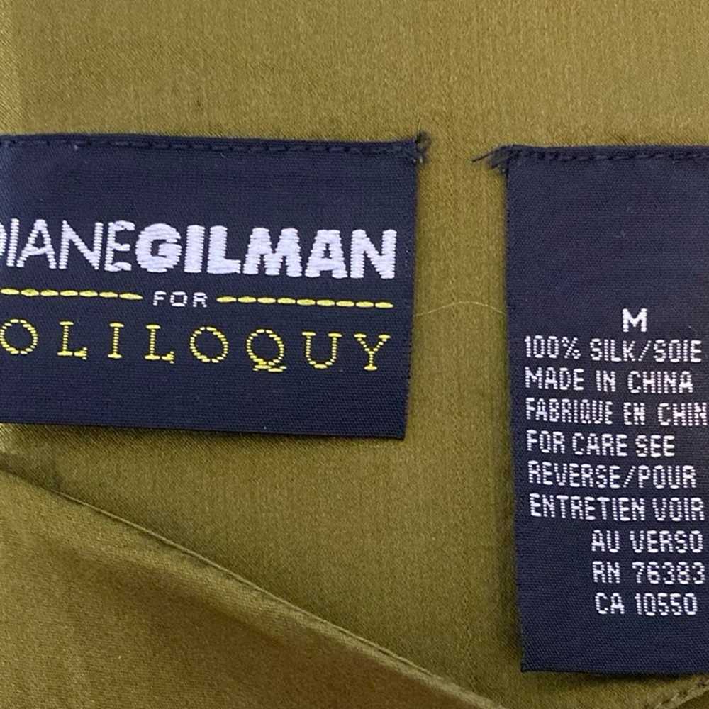 Vintage Diane Gilman olive green silk Tunic - Siz… - image 6