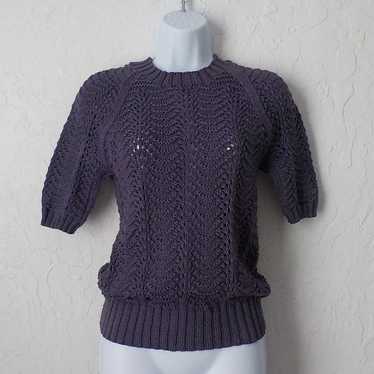 Pavo Real Purple Crochet Knit Top Women Medium Han