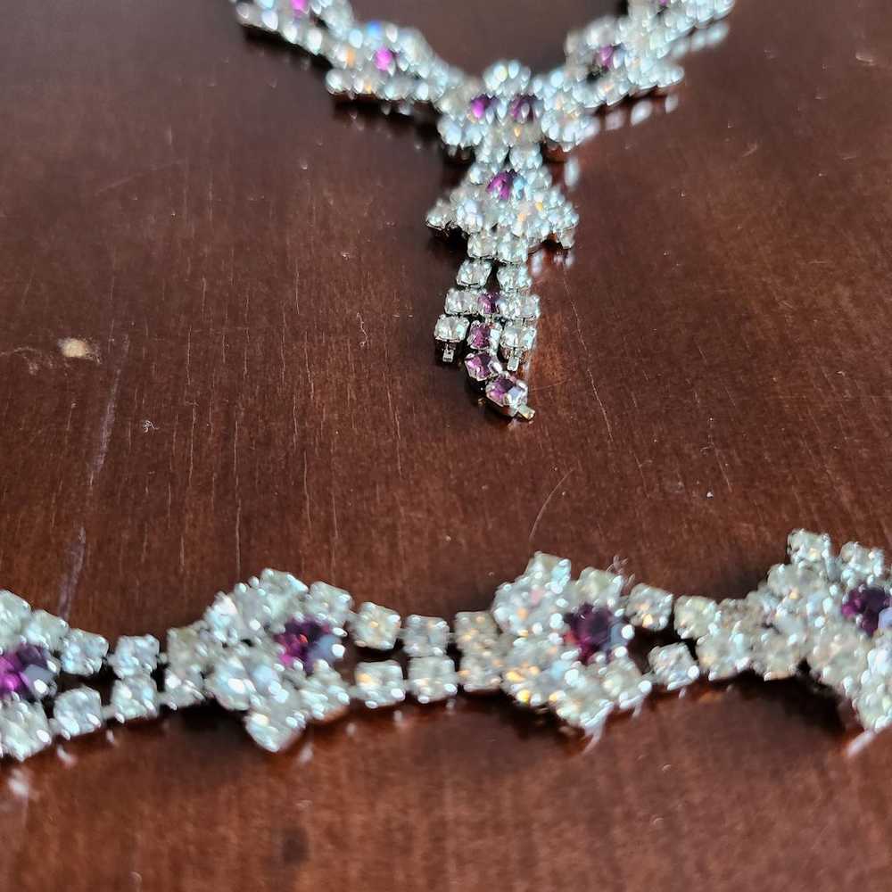 Amethyst and Crystal Costume Jewelry Necklace & B… - image 3