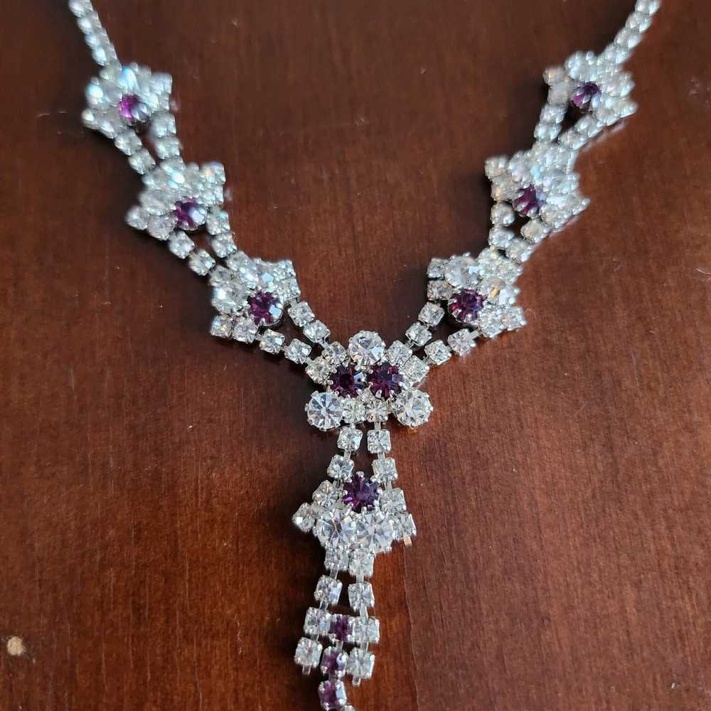 Amethyst and Crystal Costume Jewelry Necklace & B… - image 4