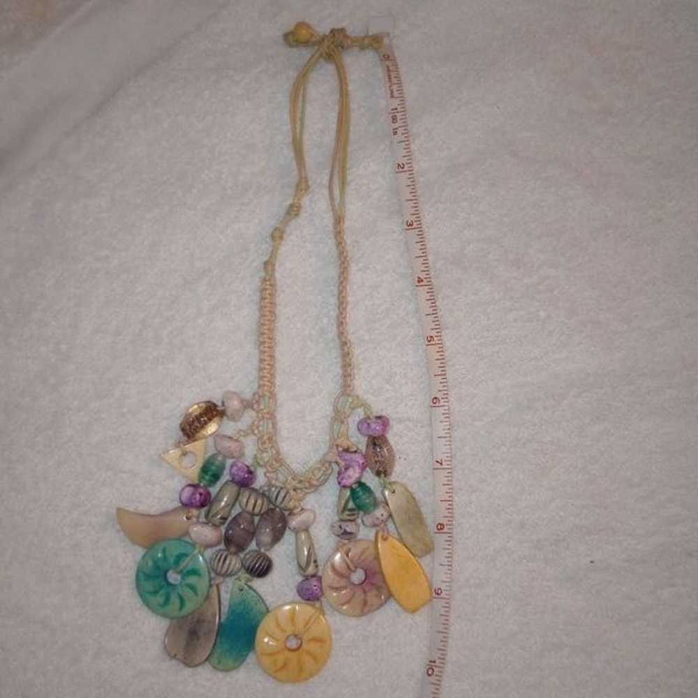 Vintage Macrame Quartz Stone Necklace - Boho, Uni… - image 3
