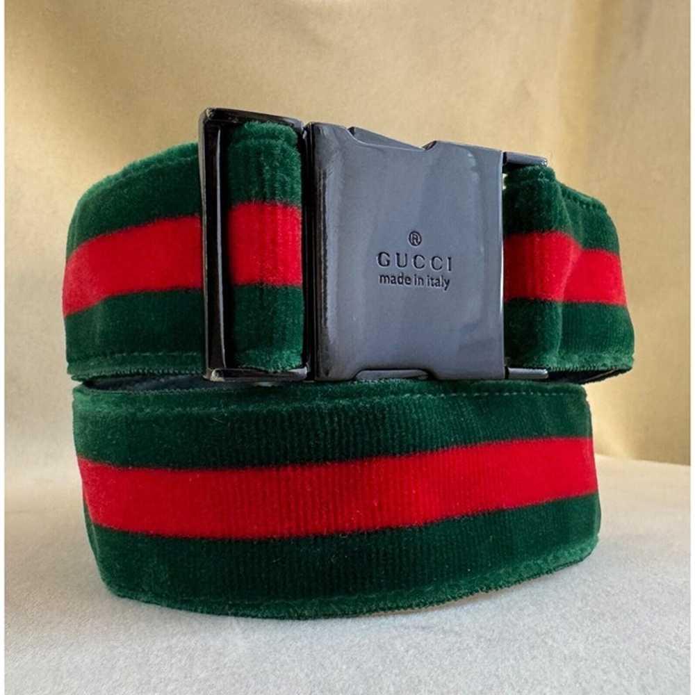 Gucci Sherry Line Velvet/Leather Belt Black Metal… - image 2