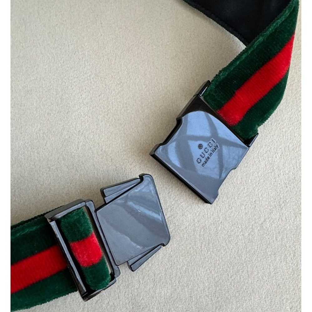 Gucci Sherry Line Velvet/Leather Belt Black Metal… - image 6