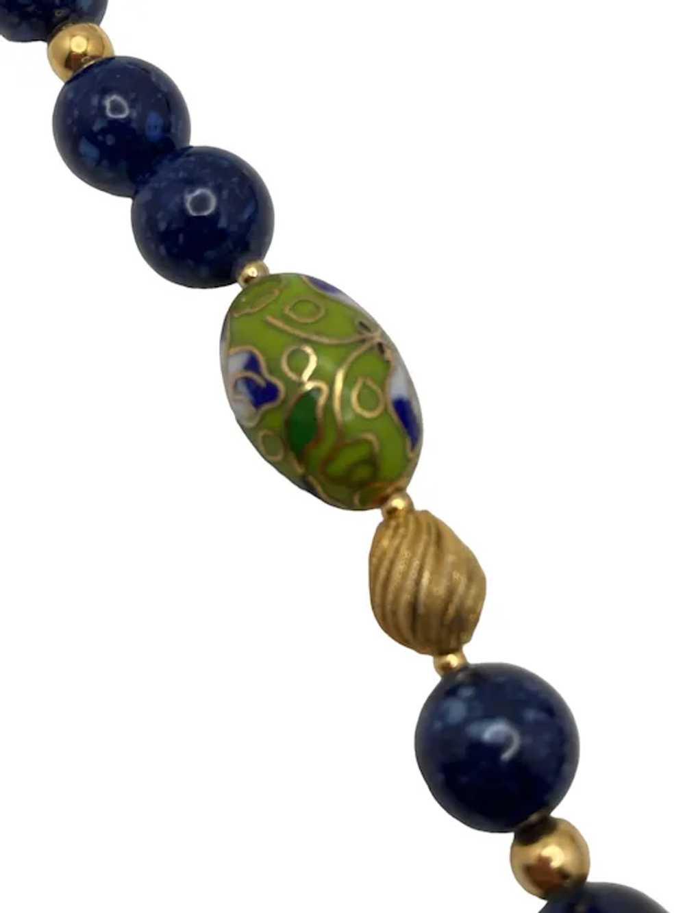 Vintage Chinese Sodalite Bead and Cloisonne Bird … - image 10