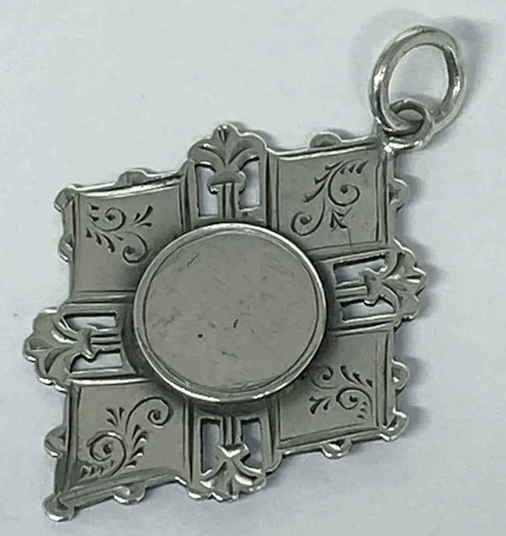 Antique Sterling Silver Shield Fob Pendant Circa … - image 3