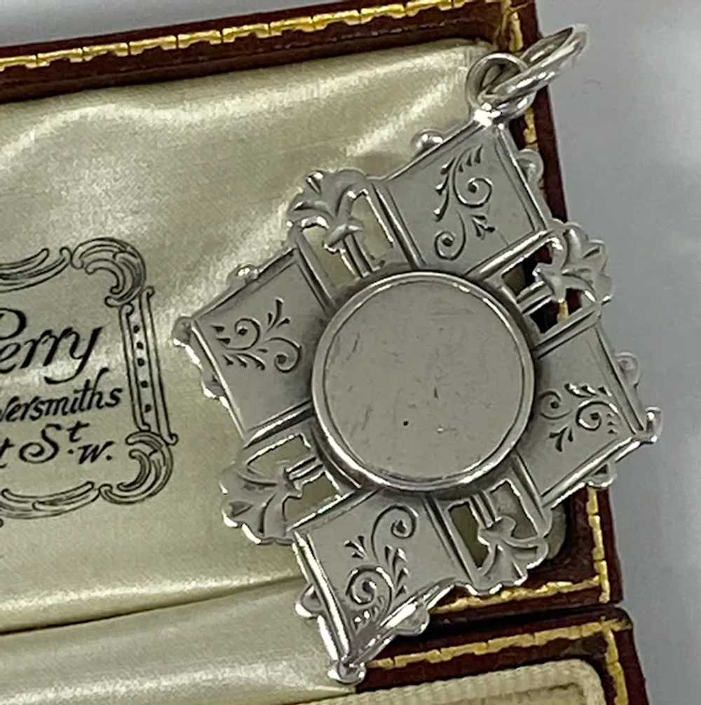 Antique Sterling Silver Shield Fob Pendant Circa … - image 5