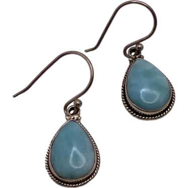 Sterling Silver and Larimar Pierced Ear Dangle Ea… - image 1