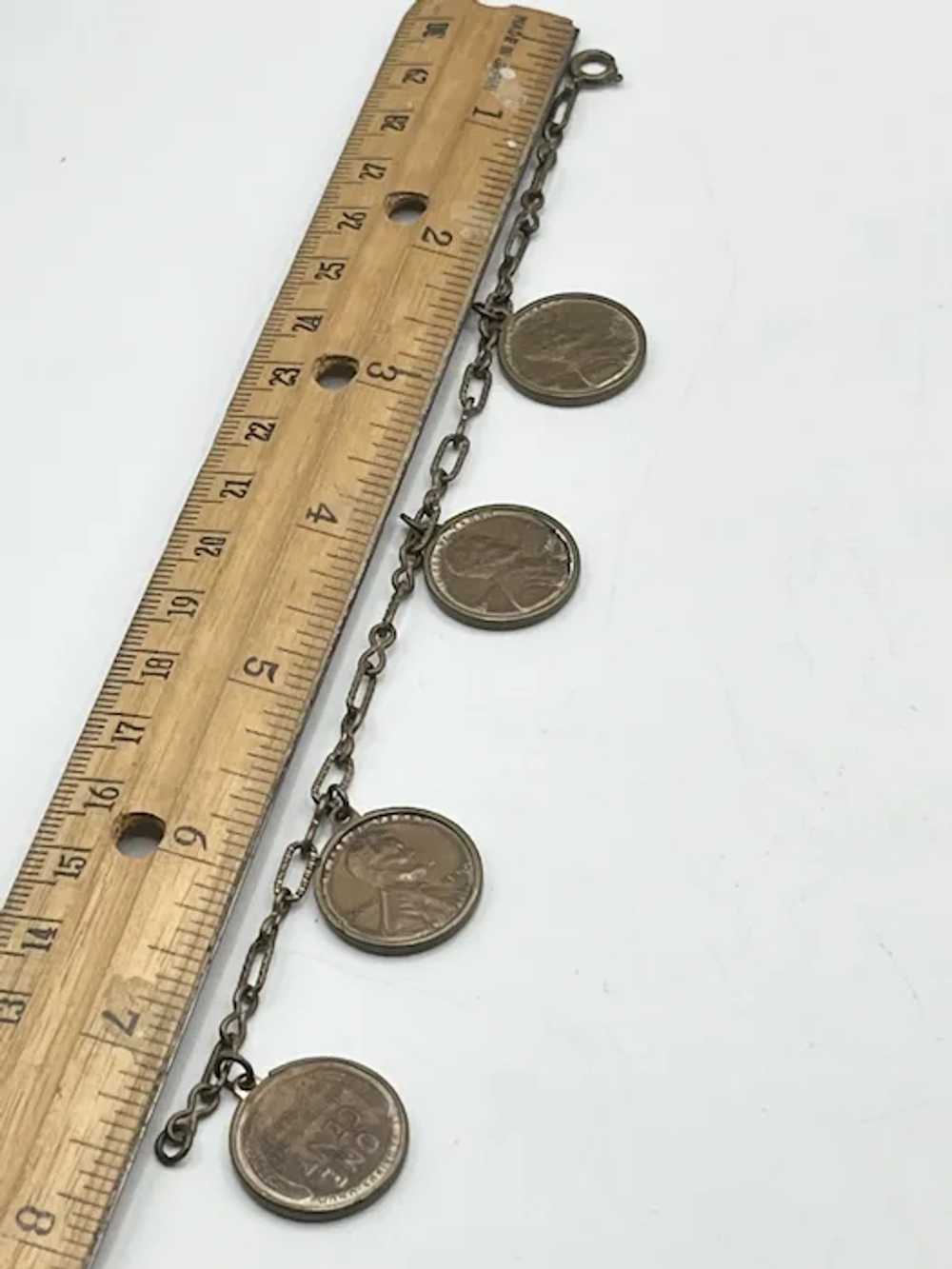 Vintage one cent penny coin charm bracelet - image 3